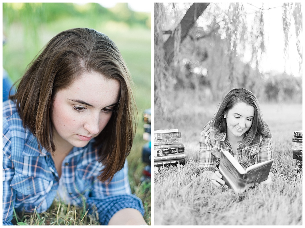 Girl Senior Portraits, Willow Tree, Colonial Heights Senior Portraits, Senior Pictures with books