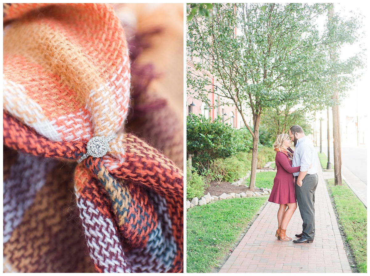 Caiti Garter Photography, Geordie & Clare, Fall Engagement Pictures, Old Town Petersburg, Old Town Engagement, Engagement Pictures, Scarves & Boots, Railroad tracks, Willow Tree pictures