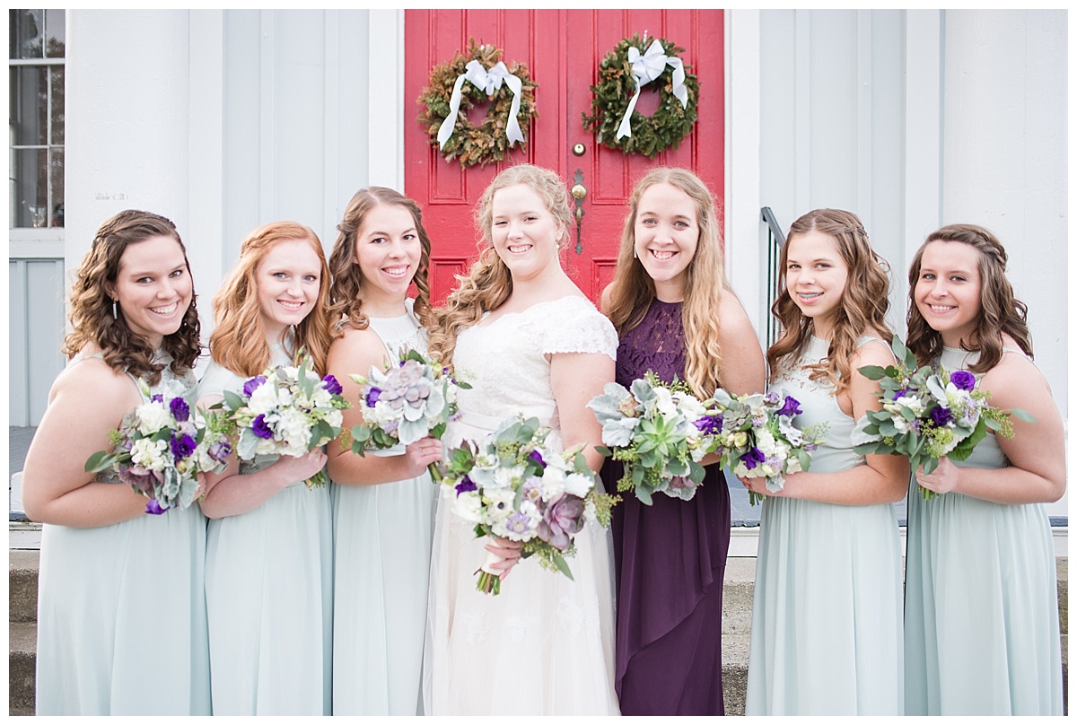 Central Virginia Wedding, Richmond Wedding, Hanover Arts & Activities Center, Seafoam Green and Purple Wedding, Succulent bouquet, Caiti Garter Photography