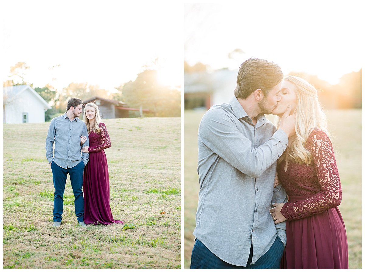 Prince George Engagement, Country Engagement Session, Barn Pictures, Engagement Pictures, Field Engagement, Burgundy lace dress, Lulu dress, Fall Engagement Photos, Engagement Photography, Fall Photos, Virginia Wedding Photographer, Prince George Photographer