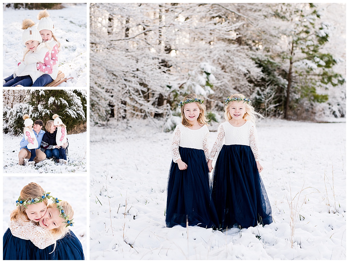 Snow Family Pictures, Winter Family Photos, Snow Photos, Lace & Tulle Kids dress, Winter session, Winter Photos, Family Photography, Family Photos, Family Session, Caiti Garter Photography